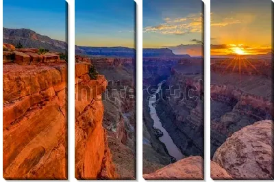 Модульная картина Золотой восход солнца над Гранд-Каньоном (США, штат Аризона)