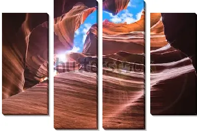 Модульная картина Солнечный луч освещает удивительные формы сводов в пещере Каньона Антилопы (США, штат Аризона)