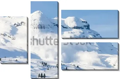 Модульная картина Сход снежной лавины во Французских Альпах