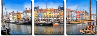 Модульная картина Красивый панорамный вид на порт Нюхавн в Копенгагене (Дания)