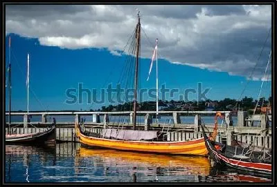 Картина Корабли викингов в порту Роскилле (Дания)