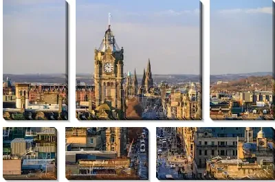 Модульная картина Великолепная панорама Старого города со средневековыми замками в Эдинбурге (Шотландия)