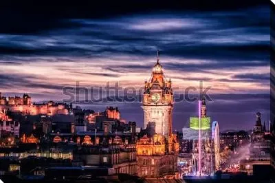 Постер Прекрасный ночной Эдинбург в красивом освещении (Шотландия)