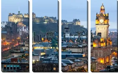 Модульная картина Панорама вечернего Эдинбурга (Шотландия)