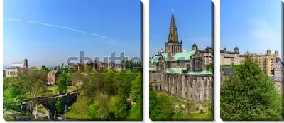 Модульная картина Панорамный вид на зелёный парк и кафедральный собор Святого Мунго в Глазго (Шотландия)