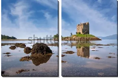 Модульная картина Замок Сталкер на островке посреди в заливе Лох-Лейхх (Шотландия)