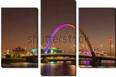 Модульная картина Мост Клайд Арк в ночной подсветке - визитная карточка Глазго (Шотландия)