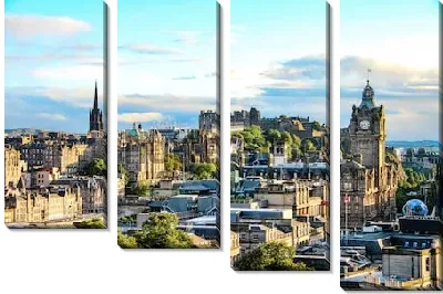 Модульная картина Панорама Эдинбурга в ясный солнечный день со стороны холма Калтон-Хилл (Шотландия)