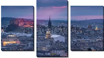 Красивая панорама вечернего Эдинбурга в пасмурную погоду