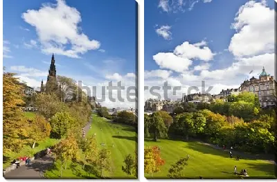 Модульная картина Великолепный центральный парк Эдинбурга в осенний солнечный день