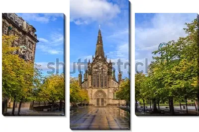 Модульная картина Красивая зелёная аллея перед кафедральным собором Глазго (Шотландия)