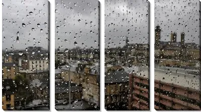 Модульная картина Панорама Глазго из окна в дождливый день (Шотландия)