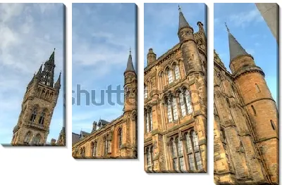 Модульная картина Фрагмент здания Университета с башнями и конусообразными шпилями (Глазго, Шотландия)