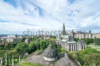 Плакат Панорамный вид на Кафедральный собор и Некрополь в Глазго