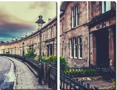 Модульная картина Красивая изогнутая улочка с эдвардианскими домами в центре Глазго