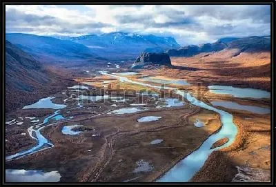 Панорама долины Рападален в Национальном парке Сарек (Швеция)