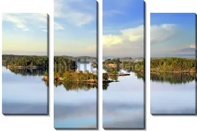Модульная картина Великолепный Стокгольмский архипелаг в Балтийском море на восходе солнца (Швеция)