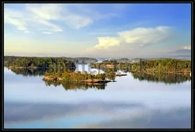 Картина Великолепный Стокгольмский архипелаг в Балтийском море на восходе солнца (Швеция)