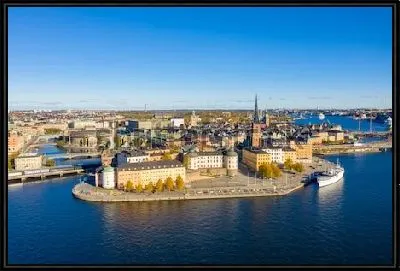 Великолепная панорама Старого города Стокгольма с высоты птичьего полёта
