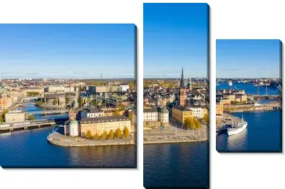 Великолепная панорама Старого города Стокгольма с высоты птичьего полёта