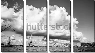 Модульная картина Красивые облака над гаванью Гётеборга