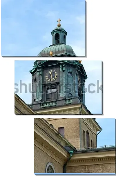 Модульная картина Башня с часами Кафедрального собора Гётеборга (Швеция)