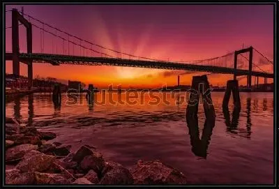 Картина Великолепный яркий закат над мостом Гётеборга (Швеция)