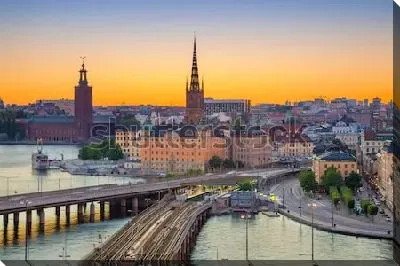 Великолепный городской пейзаж вечернего Стокгольма (Швеция)