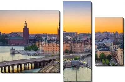 Великолепный городской пейзаж вечернего Стокгольма (Швеция)