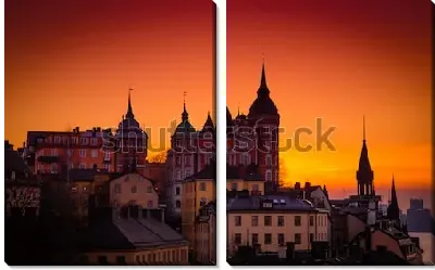 Модульная картина Великолепный закат в Стокгольме (Швеция)