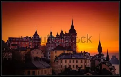 Картина Великолепный закат в Стокгольме (Швеция)