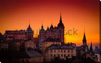 Великолепный закат в Стокгольме (Швеция)