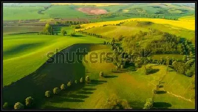 Картина Великолепная панорама с жёлто-зелёными холмами и полями Моравии (Чехия)