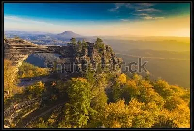 Картина Фантастический осенний пейзаж с Правчицкими воротами на восходе солнца (Чехия)