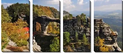 Модульная картина Панорама с видом на Правчицкие ворота - самые большие скальные ворота Эльбских Песчаниковых гор (Чехия)