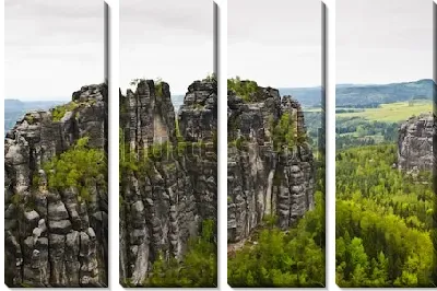 Великолепная панорама с вершинами Эльбских песчаниковых гор (Чехия)