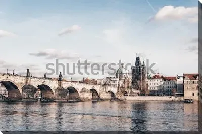 Постер Вид на Карлов мост на реке Влтава и Старый город в Праге