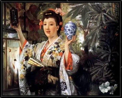 Картина Молодая девушка держит японскую вазу (Young Lady Holding Japanese Objects)