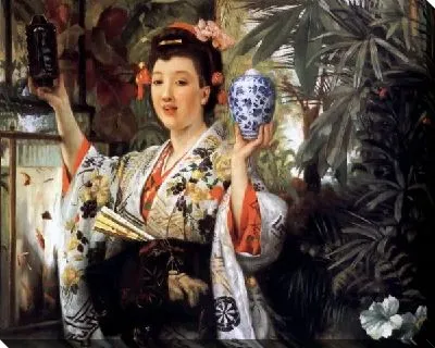 Картина Молодая девушка держит японскую вазу (Young Lady Holding Japanese Objects)