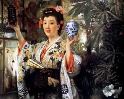 Картина Молодая девушка держит японскую вазу (Young Lady Holding Japanese Objects)