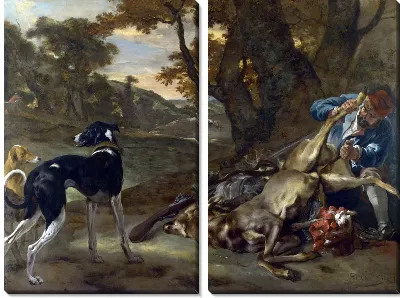 Картина Охотники разрезает оленя (A Huntsman cutting up a Dead Deer)