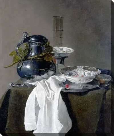 Картина Натюрморт с оловянным кувшином и двумя мисками (Still Life with a Pewter Flagon and Two Ming Bowls)