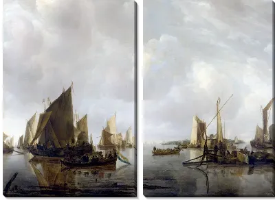 Голландские суда в штиль (A River Scene with Dutch Vessels Becalmed)