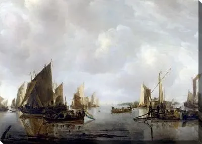 Картина Голландские суда в штиль (A River Scene with Dutch Vessels Becalmed)