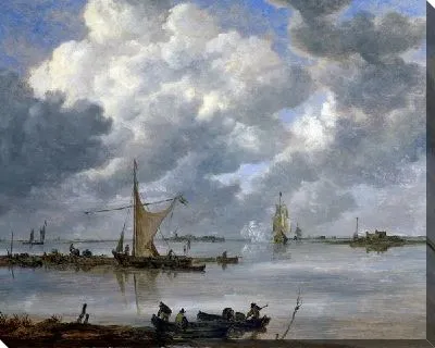 Лиман с рыбацкими лодками и двумя фрегатами (An Estuary with Fishing Boats and Two Frigates)