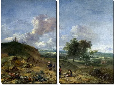 Картина Пейзаж с высоки дюнами и крестьянской дорогой (A Landscape with a High Dune and Peasants on a Road)