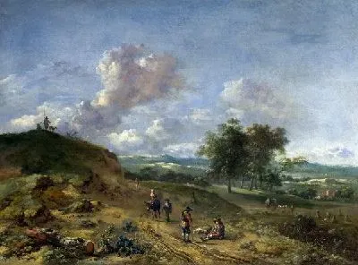 Пейзаж с высоки дюнами и крестьянской дорогой (A Landscape with a High Dune and Peasants on a Road)