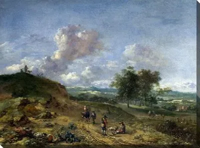 Картина Пейзаж с высоки дюнами и крестьянской дорогой (A Landscape with a High Dune and Peasants on a Road)