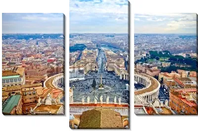 Модульная картина Великолепная панорама с видом на площадь Святого Петра в Ватикане (Италия)