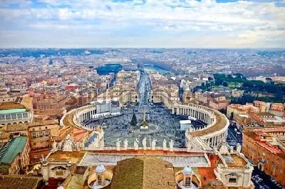 Плакат Великолепная панорама с видом на площадь Святого Петра в Ватикане (Италия)
